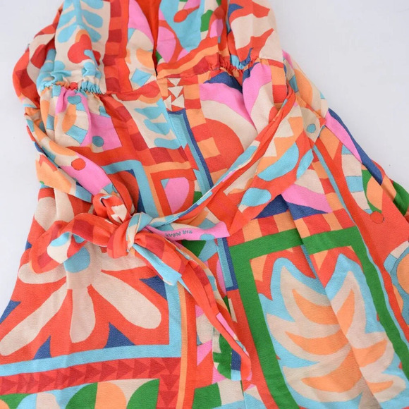 Anthropologie Farm Rio Cutout Halter Jumpsuit Red Floral Boho S - Picture 10 of 13